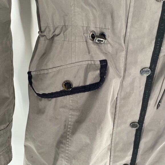 Frieda & Freddie's Womens Shell Rain Jacket Cinched Waist Gray Hooded Pockets S‎ - Picture 6 of 12